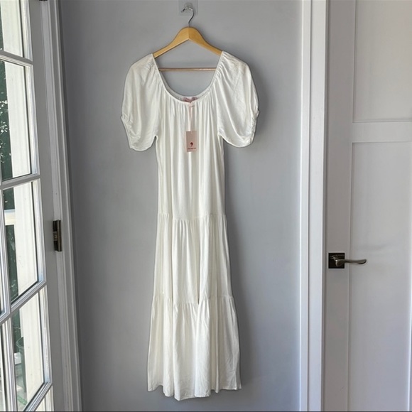 Lisa Says Gah Dresses & Skirts - NWT Lisa Says Gah Linen Blend Joni Frock Midi Dress White